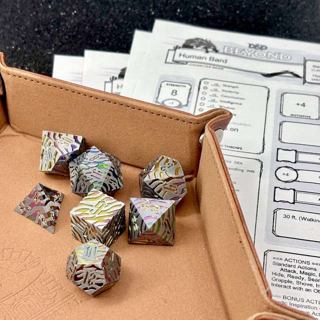 Sage's Fusion Stones Holographic Rainbow Metal Polyhedral Dice Set image 1