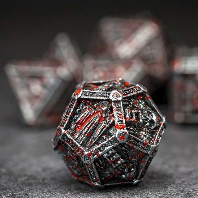 Sage's Lich's Phylactery Nickel/Blood Metal Polyhedral Dice Set image 2