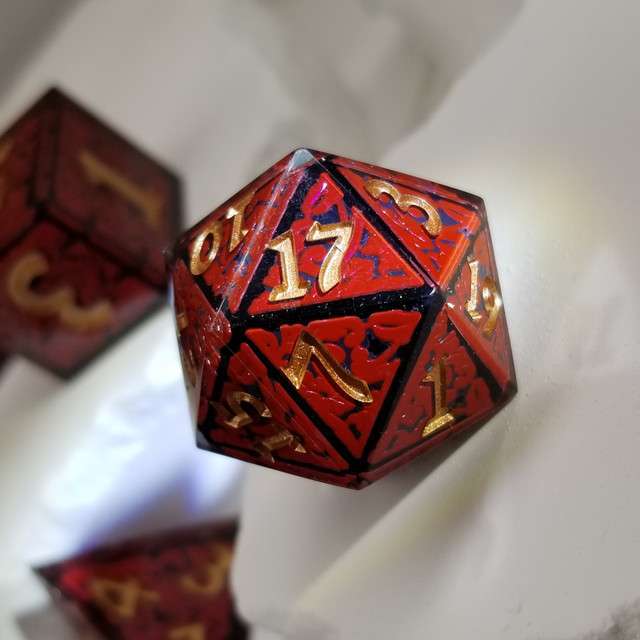 Sage's Arabesque Crimson Sharp Edge Resin Dice Set image 8