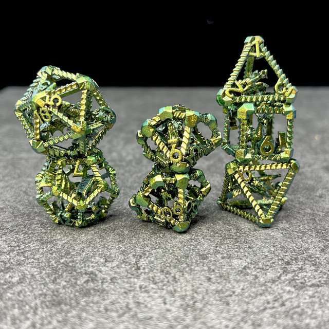 Sage's Draconic Prison Nightshade Cage Hollow Metal Dice Set image 4