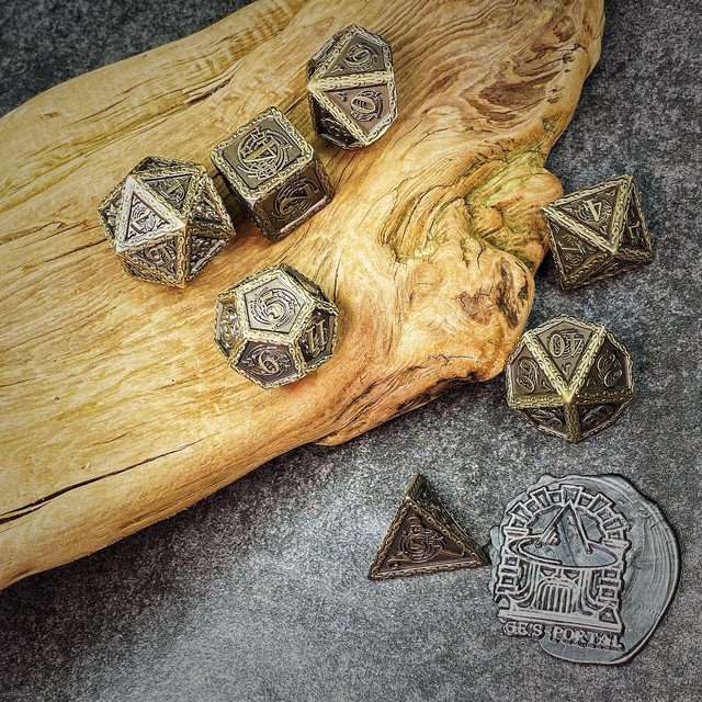 Sage's Anthems - Ancient Bronze Metal Polyhedral Dice Set image 21