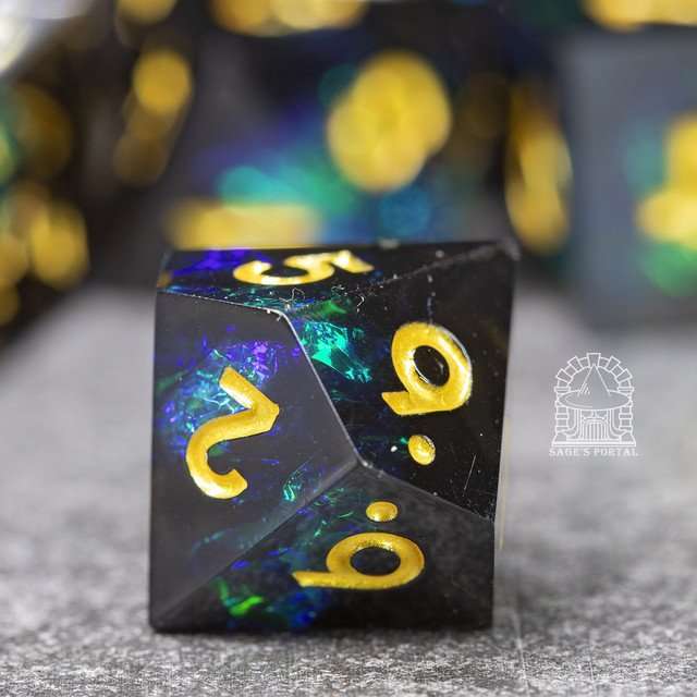 Sage's Crystals - Witching Hour Sharp Edge Resin Polyhedral Dice Set image 3