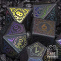 Sage's Glyphed Matte Black Gemstone Polyhedral Dice Set image 0