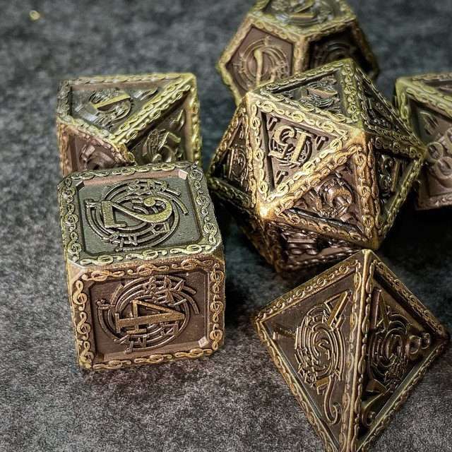 Sage's Anthems - Ancient Bronze Metal Polyhedral Dice Set image 25