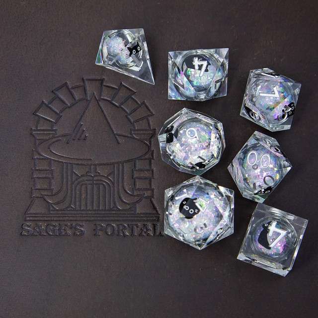 Sage's Companion Spirits Opal Void Cat Liquid Core Dice Set image 7