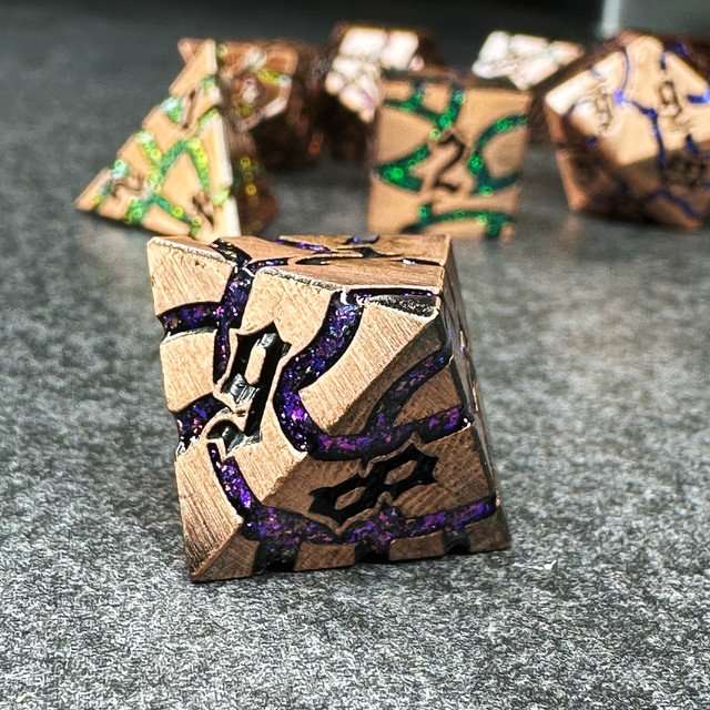 Sage's Warp Stones Copper Galaxy Metal Polyhedral Dice Set image 2