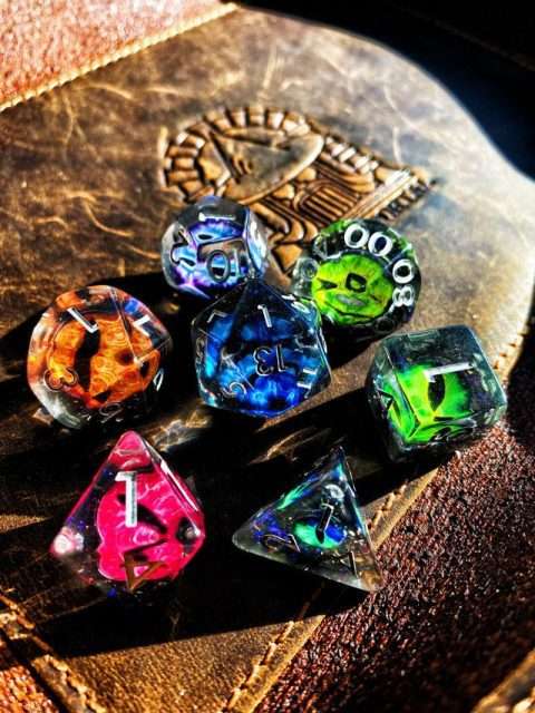 Sage's Bottled Rainbow Dragon Eyes Resin Polyhedral Dice Set image 9