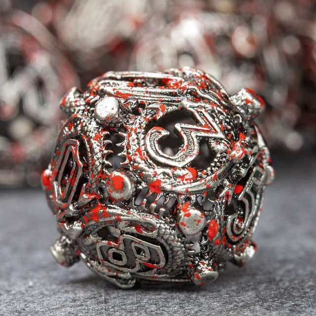 Sage’s Ouroboros Nickel Carnage Hollow Metal Polyhedral Dice Set image 5