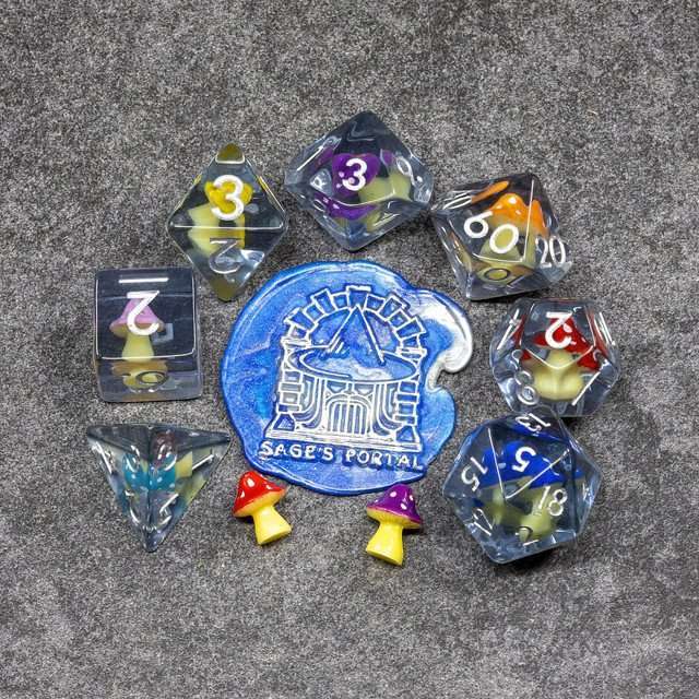 Sage's Familiars - Rainbow Magic Shrooms Resin Dice Set image 8