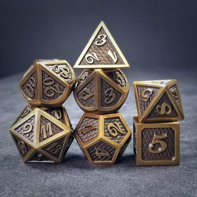Sage's Dragonstones - Gold Black Metal Polyhedral Dice Dungeons Dragons image 8