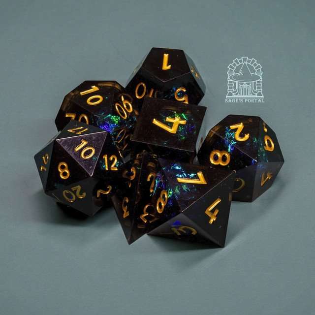 Sage's Crystals - Midnight Sharp Edge Resin Polyhedral Dice Set image 1