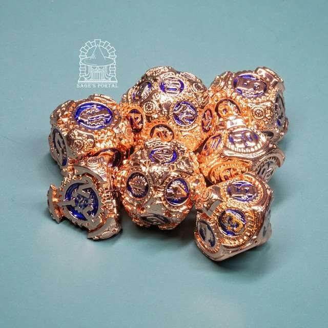 Sage's Artificer's Core Cobalt Essence Metal Polyhedral Dice Set image 8