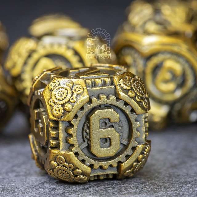 Sage's Artificer's Core Bronze Essence Metal Polyhedral Dice Set image 5