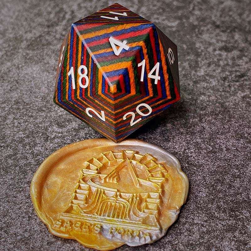 Sage's Trees - Rainbow Technical Wood 33mm D20 Die image 0