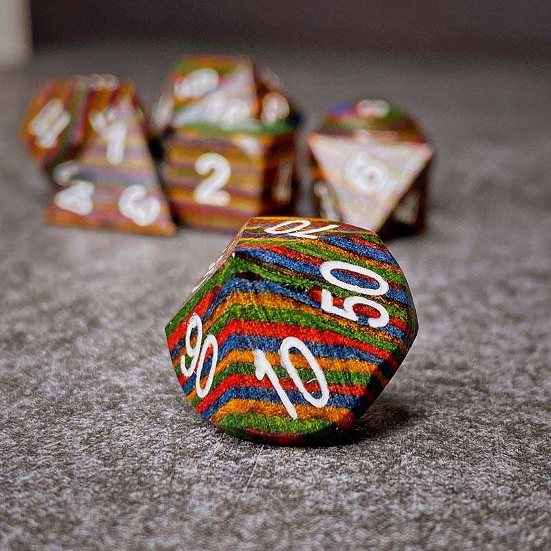 Sage's Trees - Rainbow Technical Wood Polyhedral Dice Set image 3