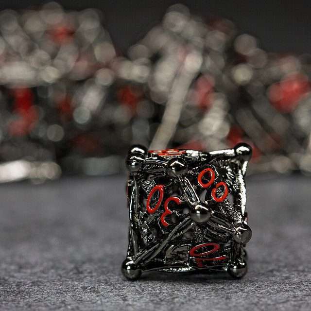 Sage's Ankeg Magical Creature Black/Red Hollow Metal Polyhedral Dice Set image 3