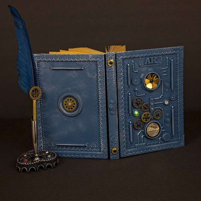 Sage's Gnomish Blue Notebook Gift Set | Handmade Notebook for TTRPG, Sketchbook, Diary image 4