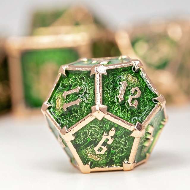 Sage's Grave Fortune Verdant Death Metal Polyhedral Dice Set image 3