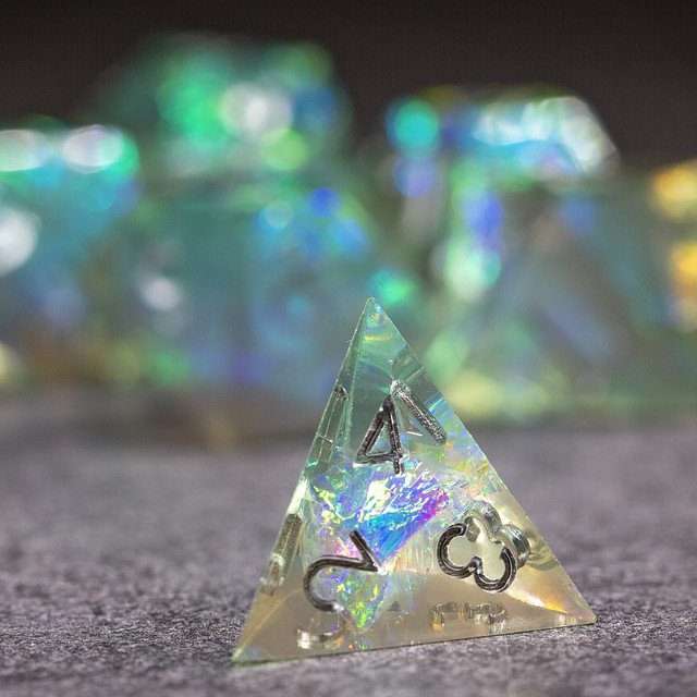 Sage's Enchanted Crystals Grey/Green Sharp Edge Resin Dice Set image 9