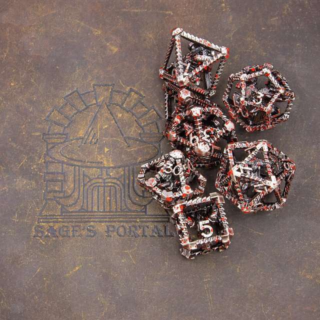 Sage's Draconic Prison Bloody Cage Hollow Metal Dice Set image 11