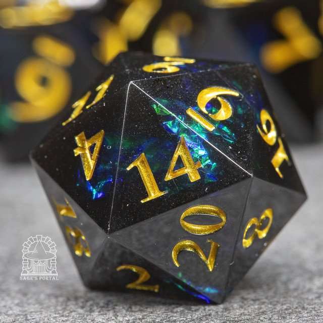 Sage's Crystals - Midnight Sharp Edge Resin Polyhedral Dice Set image 2