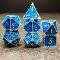 Sage's Dragonstones - Mystic Wyvern Sapphire and Silver Metal Polyhedral Dice Set image 0