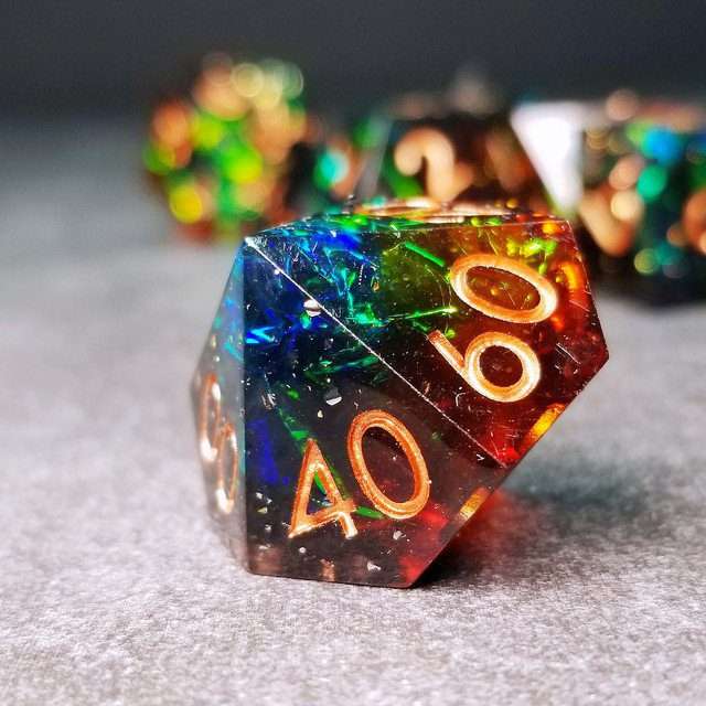 Sage's Enchanted Crystals Cola/Green/Blue Sharp Edge Resin Dice Set image 29