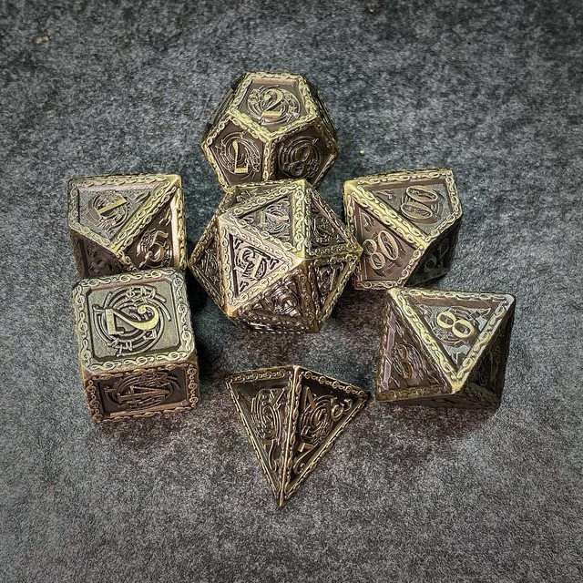 Sage's Anthems - Ancient Bronze Metal Polyhedral Dice Set image 26