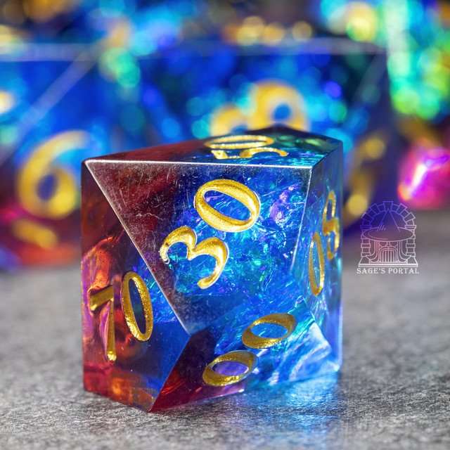 Sage's Crystals - Frostfire Sharp Edge Resin Polyhedral Dice Set image 6
