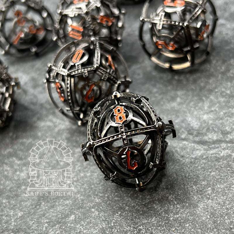 Sage's Caged Centrifuge Hollow Metal Polyhedral Dice Set image 4