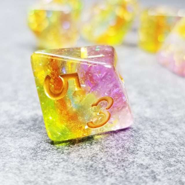 Sage’s Cantrips - Prismatic Spray Resin Polyhedral Dice Set image 6