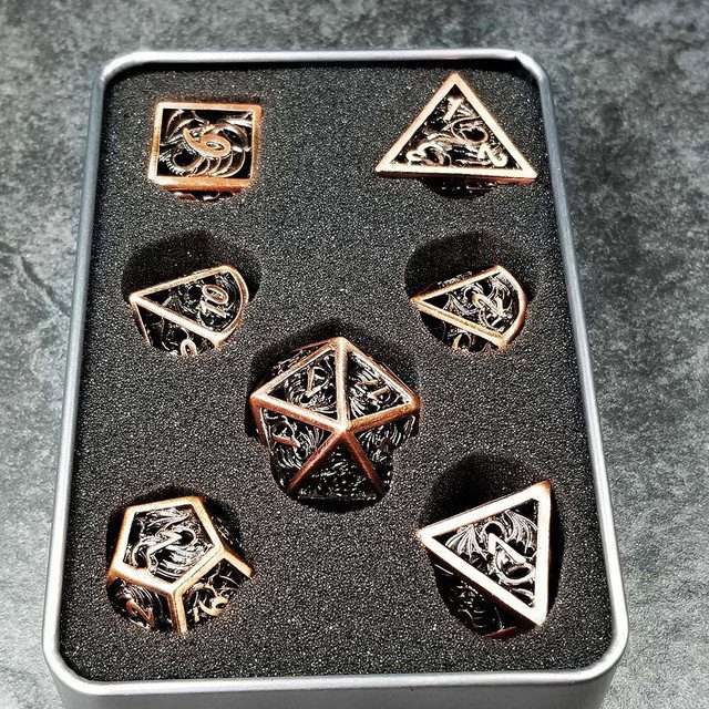 Sage's Dragonstones - Elder Dragon Copper Hollow Metal Polyhedral Dice Set image 26