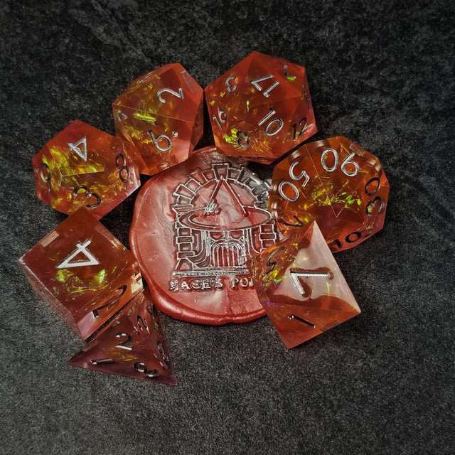 Sage's Enchanted Crystals Pink/Peach Silver Ink Sharp Edge Resin Dice Set image 34