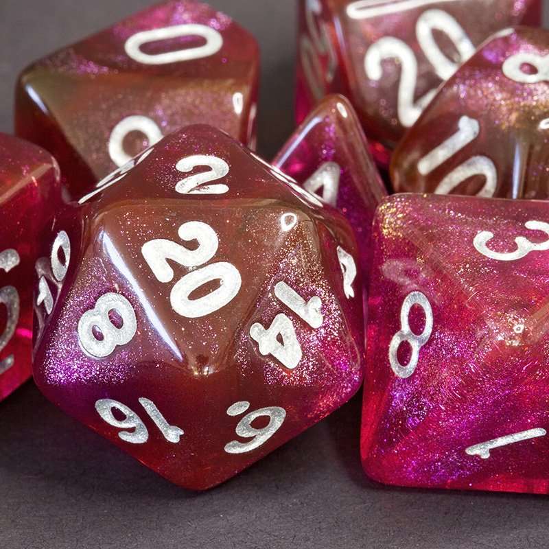 Sage's Shards - Pink/Purple/Orange Glitter Polyhedral Dice Set image 14