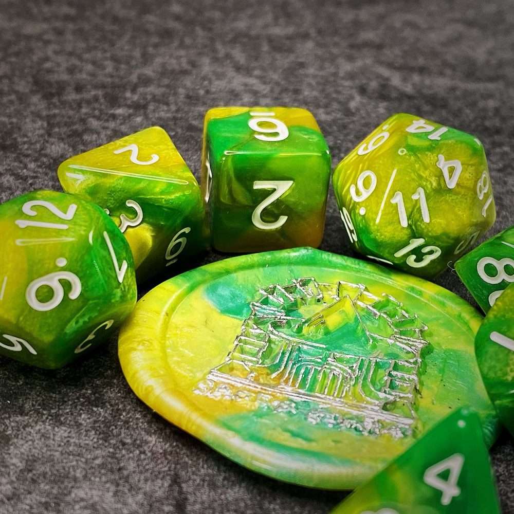 Sage's Stones - Green/Lime Acrylic Polyhedral Dice Set image 8