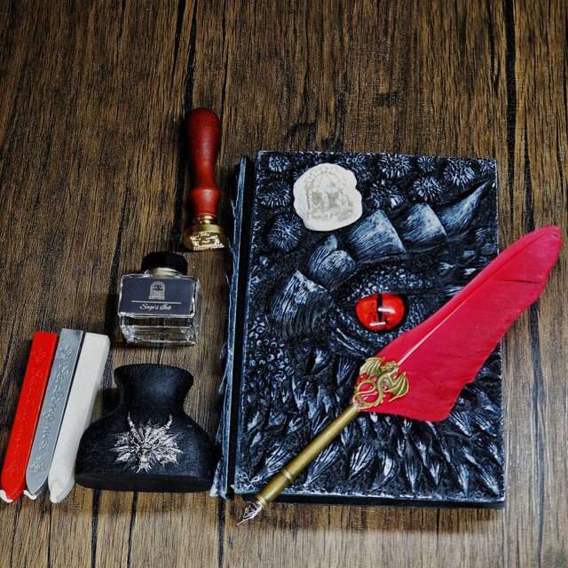 Eye of the Black Dragon Notebook Gift Set | Handmade Notebook for TTRPG, Sketchbook, Diary image 5