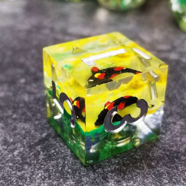 Sage's Elusive Karma Fish Familiar Sharp Edge Resin Polyhedral Dice Set image 6