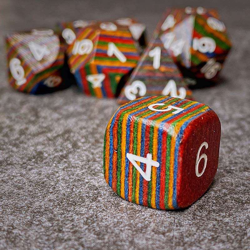 Sage's Trees - Rainbow Technical Wood Polyhedral Dice Set image 6