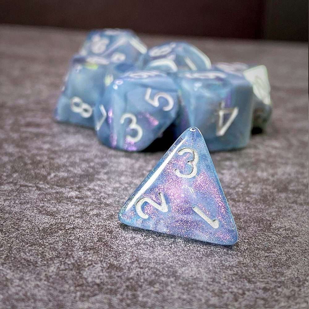 Sage's Shards - Grey/Transparent Glitter Polyhedral Dice Set image 3