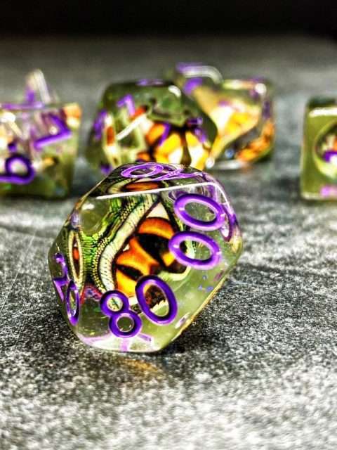 Sage's Bottled Yellow/Green Dragon Eyes Resin Polyhedral Dice Set image 7