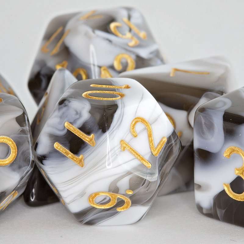Sage's Stones -White/Mica Acrylic Polyhedral Dice Set image 13