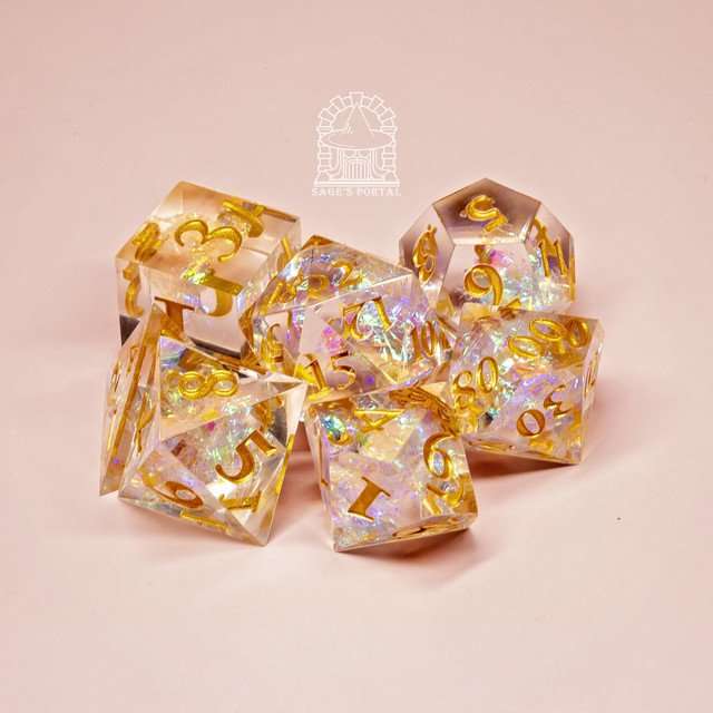 Sage's Crystals - Holy Sharp Edge Resin Polyhedral Dice Set image 2