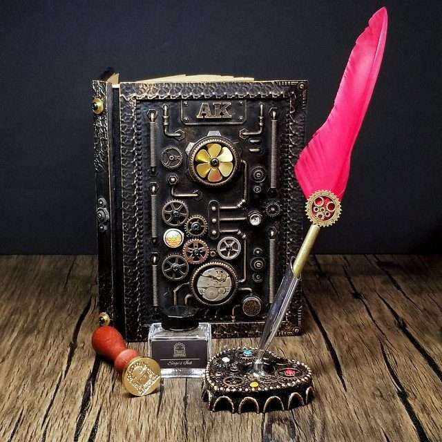 Sage's Gnomish Copper Notebook Gift Set | Handmade Notebook for TTRPG, Sketchbook, Diary image 9
