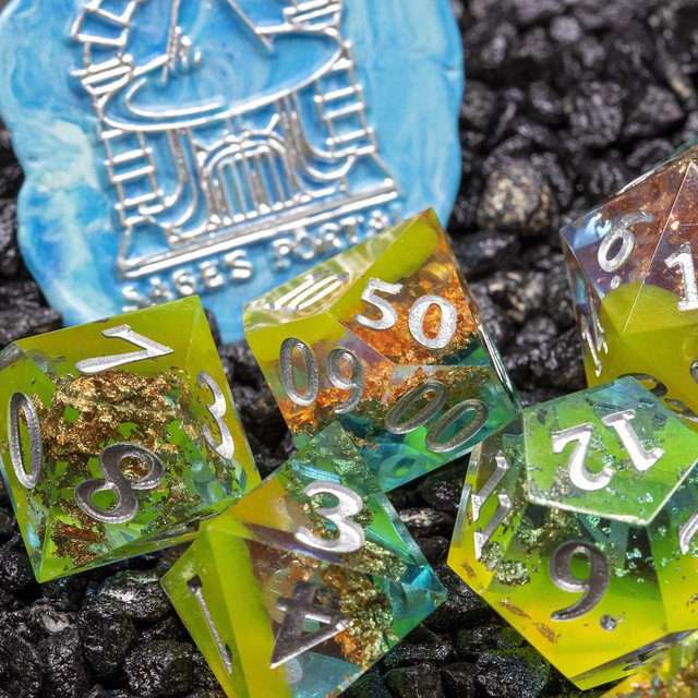 Sage's Enchanted Crystals Dreams - Sharp Edge Resin Polyhedral Dice Set image 0