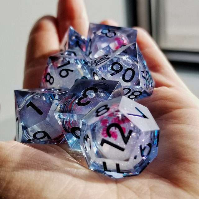 Sage's Flowered Souls Liquid Core Sharp Edge Resin Dice Set image 1