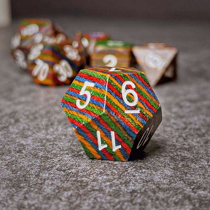Sage's Trees - Rainbow Technical Wood Polyhedral Dice Set image 2