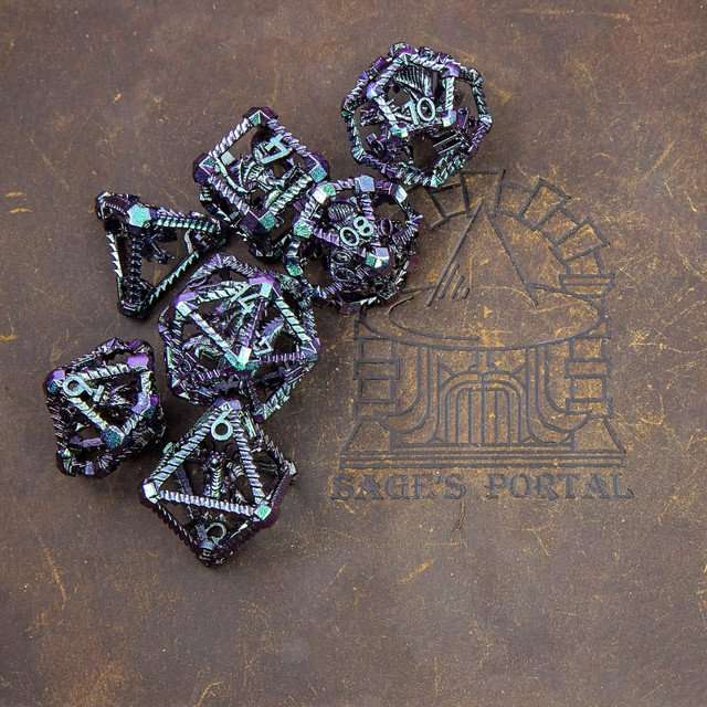 Sage's Draconic Prison Witch's Curse Cage Hollow Metal Dice Set image 9