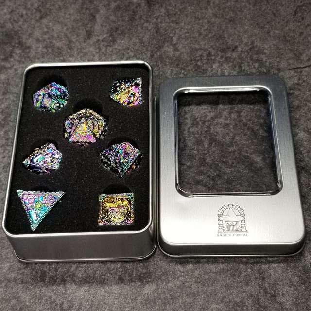 Sage's Dragonstones - Mystic Wyvern Rainbow Metal Polyhedral Dice Set image 11