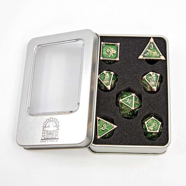 Sage's Grave Fortune Verdant Death Metal Polyhedral Dice Set image 13