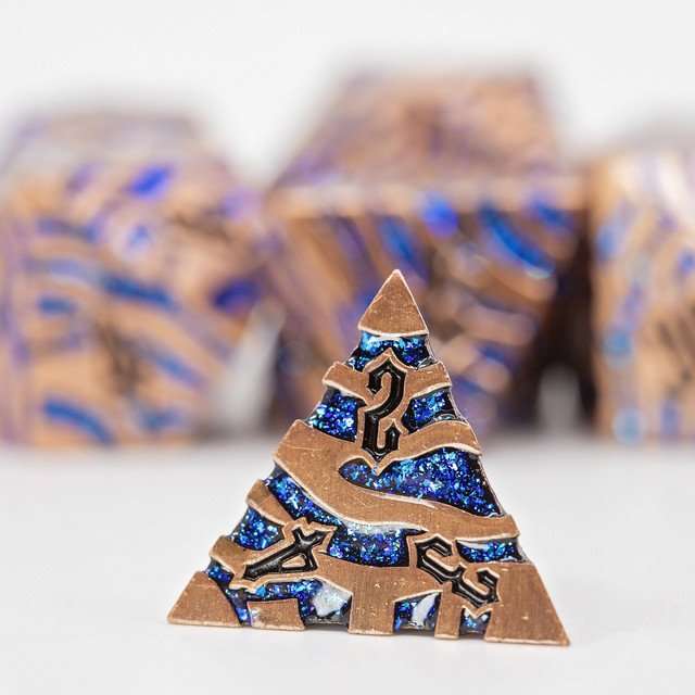 Sage's Fusion Stones Blue Nebula Metal Polyhedral Dice Set image 9